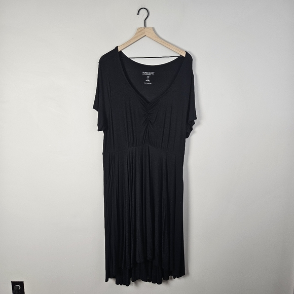 Torrid Mini Super Soft Cinch Front Skater Dress Black 2 - Picture 2 of 7